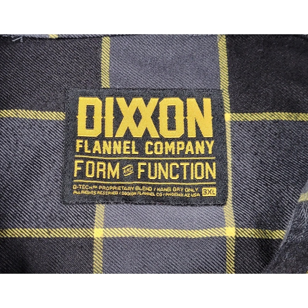 Dixxon Form and Function Flannel Men's 3XL Black Gray Plaid w/ Yellow Stripes - Picture 4 of 10